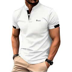 Men’s Slim Fit Golf Polo – Stand Collar Short Sleeve