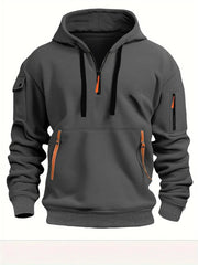 2025 Multi-Pocket Fleece Hoodie – Unisex Casual Pullover Sweatshirt