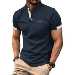 Men’s Slim Fit Golf Polo – Stand Collar Short Sleeve