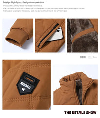 Men’s Stand Collar Windproof Cotton Jacket – Light Business Casual Autumn/Winter Coat