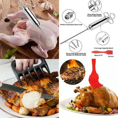 BBQ Meat Marinade Injector Syringe with 3 Stainless Steel Needles – Flavor Infuser for Steak, Pork & Chicken