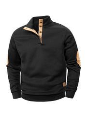 Men’s Henley Stand-Collar Pullover – Casual Long-Sleeve Sweatshirt