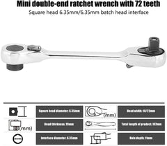 Mini Double-Ended Ratchet Wrench – 1/4" 72-Tooth Quick Socket Tool