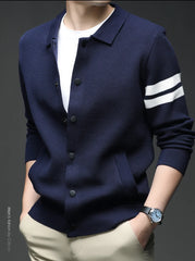 Men’s Knitted Cardigan Sweater – Fashionable Autumn/Winter Collar Jacket