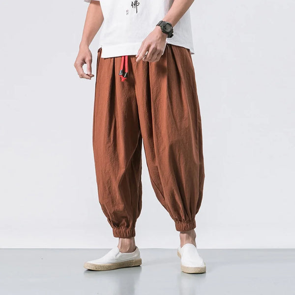 Men’s Oversized Cotton-Linen Harem Pants