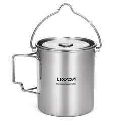 LIXADA 750ml Stainless Steel Camping Mug with Lid & Foldable Handle