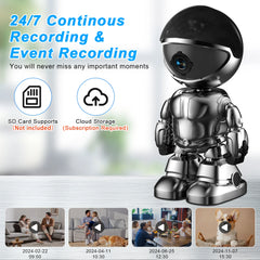 WESECUU 3MP WiFi Robot Camera – 1080P Indoor Security Cam with Auto Tracking