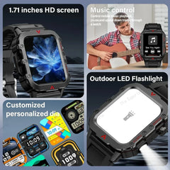 2025 Military Smartwatch 1.73″ – Outdoor Sports Watch with Flashlight