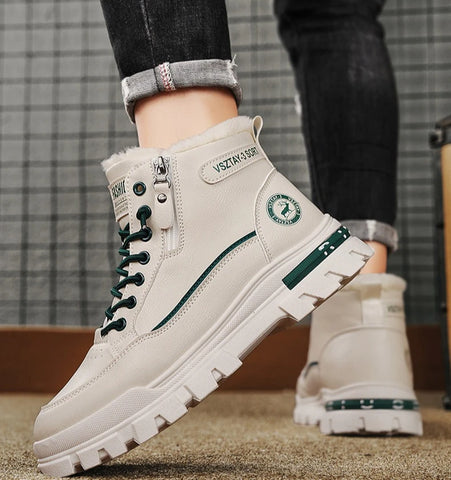 Men’s Winter Plush High-Top Snow Boots – Thick Warm Cotton Outdoor Shoes