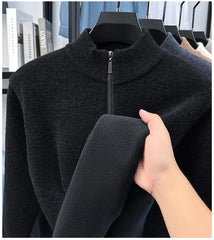 High-Quality Me Half-Zip Sweater – Designer Knit Pullover with Plush Warm Lining & Embroidered Horse Logo