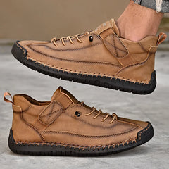 Handmade Men’s Leather Loafers – Breathable Slip-On Casual Moccasins (Plus Size)