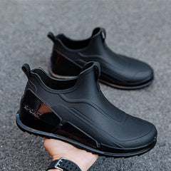 Men’s Waterproof Low-Top Rain Boots – Slip-On Anti-Slip Fishing & Kitchen Shoes