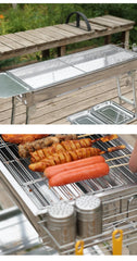 Large Outdoor Stainless Steel Charcoal Grill – Portable Folding BBQ Cooker with Handle, No Installation Needed