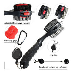 Golf Club Cleaning Brush with Groove Sharpener – Portable Golf Accessory