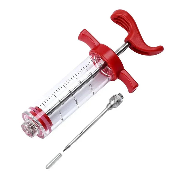 BBQ Meat Injector Syringe – Stainless Steel Marinade Flavor Injector for Turkey, Chicken & Grilling