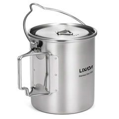 LIXADA 750ml Stainless Steel Camping Mug with Lid & Foldable Handle