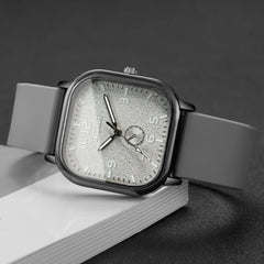 Square Fashion Quartz Watch – Silicone Strap Sports Wristwatch (No Box)