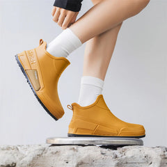 Unisex Short Tube Waterproof Rain Boots – Non-Slip Slip-On Outdoor Rubber Shoes