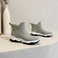 Women’s Waterproof Slip-On Ankle Rain Boots – PVC Anti-Slip Platform Shoes