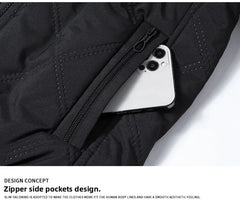 Men’s Stand Collar Windproof Cotton Jacket – Light Business Casual Autumn/Winter Coat