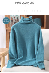 Women’s Mink Cashmere Pullover Sweater – High Collar