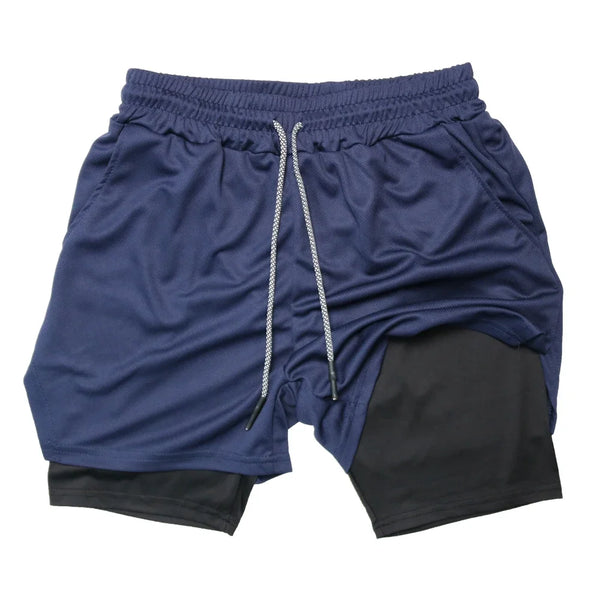 Men’s 2-in-1 Double-Layer Fitness Shorts