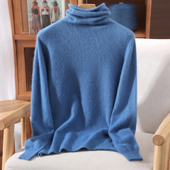 Women’s Mink Cashmere Pullover Sweater – High Collar