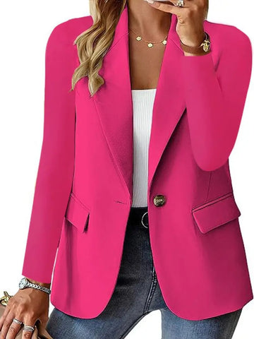 2025 Women’s Oversized Button Suit Coat – Long Sleeve Lapel Office Jacket