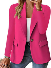 2025 Women’s Oversized Button Suit Coat – Long Sleeve Lapel Office Jacket