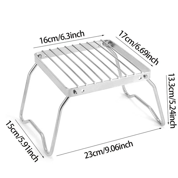 Portable Folding Campfire Grill Stand – Multifunction Outdoor BBQ Rack & Stove Support