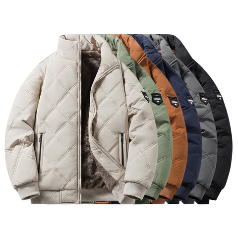 Men’s Stand Collar Windproof Cotton Jacket – Light Business Casual Autumn/Winter Coat