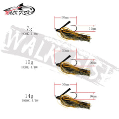 WALK FISH Spinner & Chatter Bait – 7g/10g/14g Weedless Bass Fishing Lure