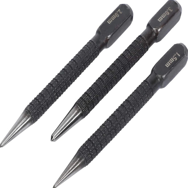 3PCS High-Carbon Steel Center Punch Set – Non-Slip Center Pin for Metal & Wood