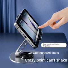 All-Metal Aluminum 360° Rotating Phone Stand – Folding Double-Shaft Holder