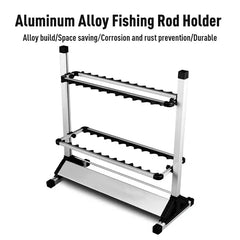 Aluminum Alloy Fishing Rod Rack – 24-Rod Holder Stand Organizer for Fishing Poles