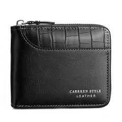 Luxury Men’s Leather RFID Wallet with Zipper & Coin Pocket