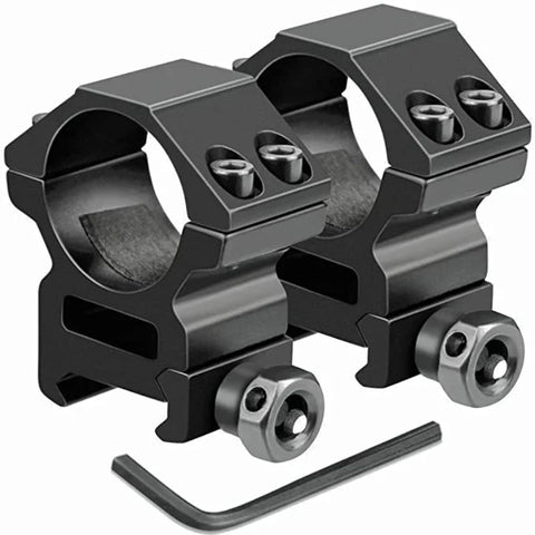 2PCS Scope Mount Rings — 25.4/30mm for 11mm & 20mm Dovetail/Picatinny + Flashlight Mount
