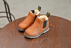 Kids Warm Plush Chelsea Boots – Autumn/Winter Fashion Ankle Boots with Zipper