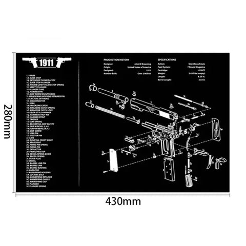 Gun Cleaning Rubber Mat — 3D Firearm Bench Mat / Mouse Pad (AR15 AK47 Glock 1911 etc.)