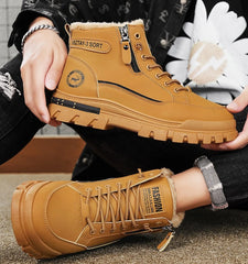 Men’s Winter Plush High-Top Snow Boots – Thick Warm Cotton Outdoor Shoes