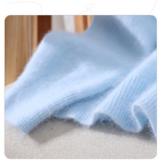 Women’s Mink Cashmere Pullover Sweater – High Collar