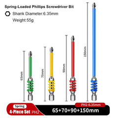 1/4" Hex Phillips Screwdriver Bit – Anti-Slip Spring-Loaded Quick-Release