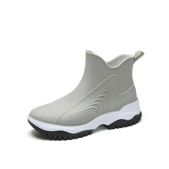 Women’s Waterproof Slip-On Ankle Rain Boots – PVC Anti-Slip Platform Shoes