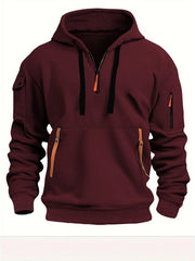 2025 Multi-Pocket Fleece Hoodie – Unisex Casual Pullover Sweatshirt
