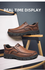 LETCOMFIT Men’s Slip-On Leather Loafers – Anti-Skid All-Season Shoes