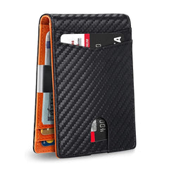 Men’s Slim RFID Leather Wallet – Carbon Fiber Card Holder