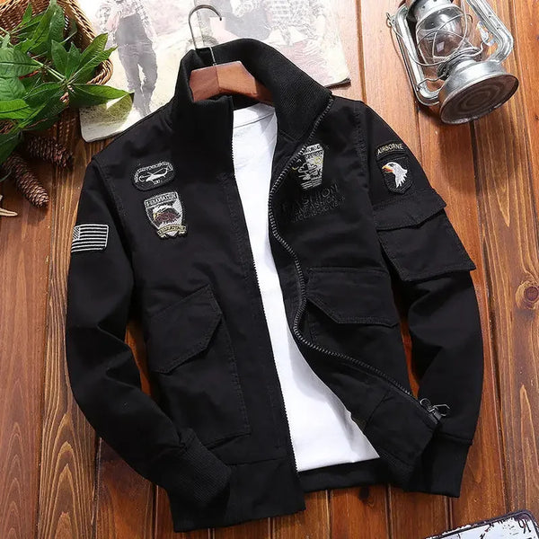 Men’s Outdoor Vintage Cargo Jacket – Embroidered Cotton Windbreaker 2024