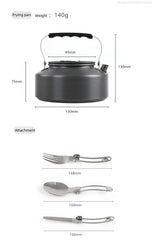 2–3 Person Camping Cookware Set – Folding Pot & Kettle Combination Outdoor Cooking Kit