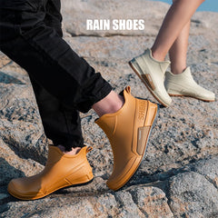 Unisex Short Tube Waterproof Rain Boots – Non-Slip Slip-On Outdoor Rubber Shoes
