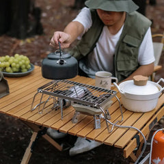 Portable Folding Campfire Grill Stand – Multifunction Outdoor BBQ Rack & Stove Support